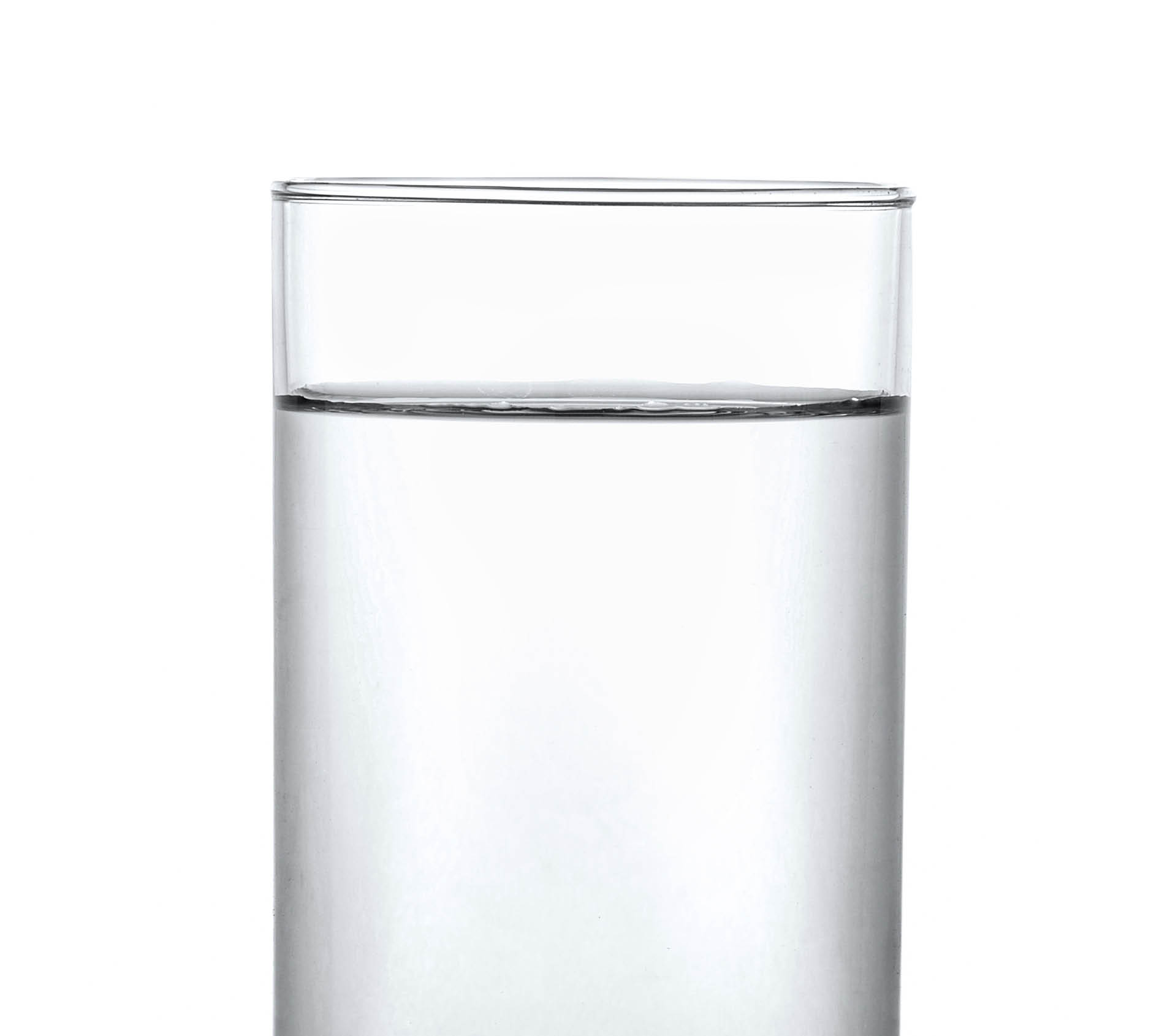 Glass with water on white background
